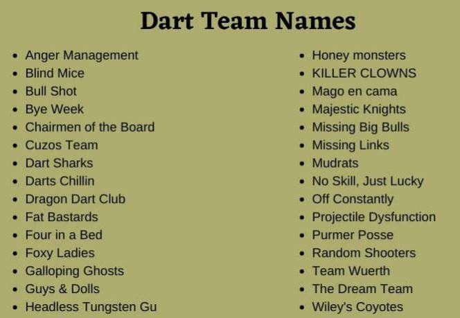 Darts Team Names