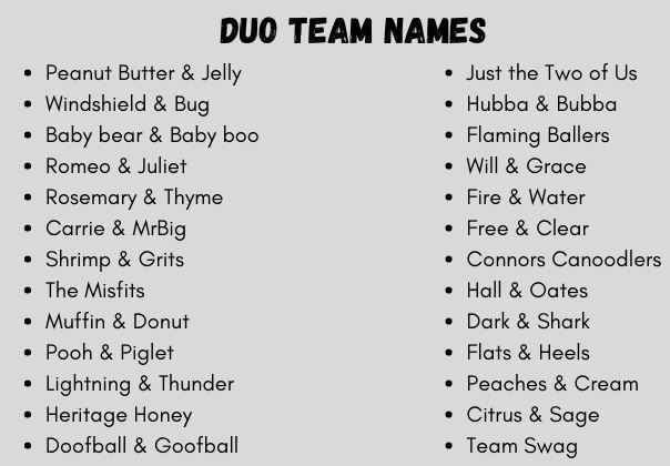 Duo Team Names