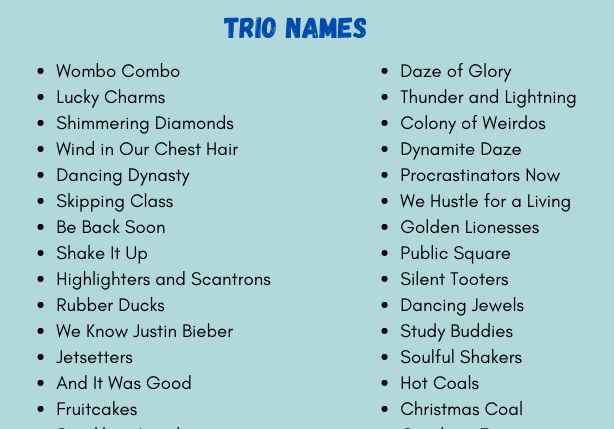 Trio Name Ideas